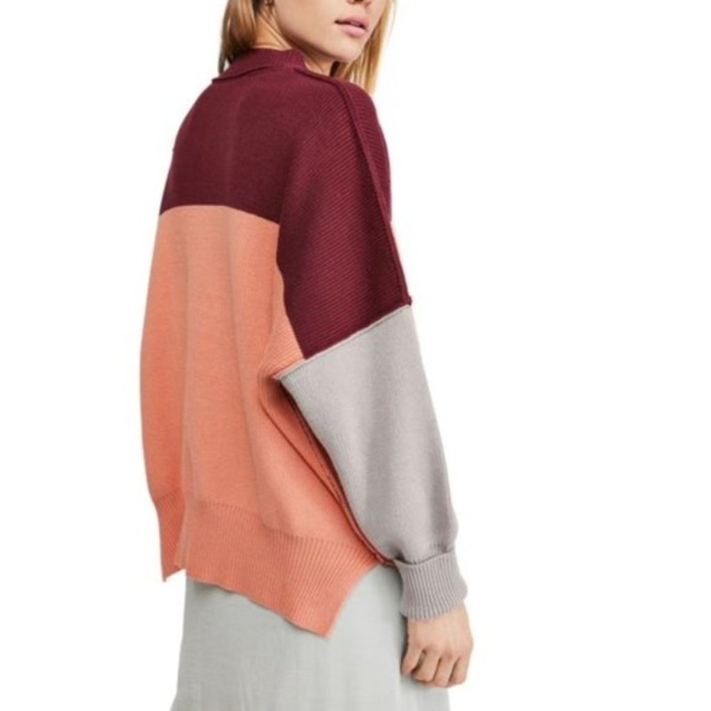 Free People Colorblock Easy Street Oversize Sweater - Picture 6 of 9